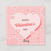 Children's Valentine Pink and White Grid Design エンクロージャーカード (正面)