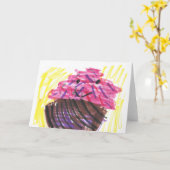 Child's Art Cute Cupcake カード (黄色い花)