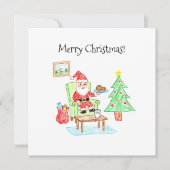 Child's Art Style Santa and Cookies Flat Greeting カード (正面)