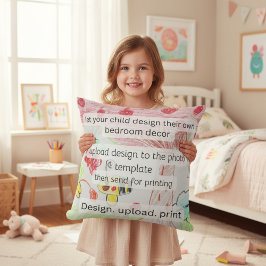 Childs Artwork Colorful Abstract Kids Drawing クッション