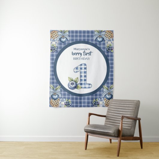 Child's Blueberry Berry First Birthday タペストリー (インサイチュ)
