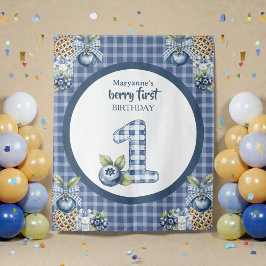 Child's Blueberry Berry First Birthday タペストリー