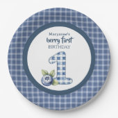 Child's Blueberry Berry First Birthday ペーパープレート (正面)