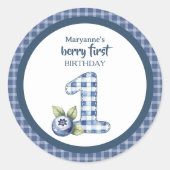 Child's Blueberry Berry First Birthday ラウンドシール (正面)
