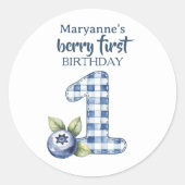 Child's Blueberry Berry First Birthday ラウンドシール (正面)