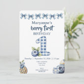 Child's Blueberry Berry First Birthday Invitation 招待状 (スタンド正面)