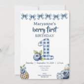 Child's Blueberry Berry First Birthday Invitation 招待状 (正面)