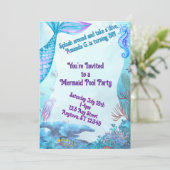 Child's Mermaid Birthday Double Sided Invitation 招待状 (スタンド正面)
