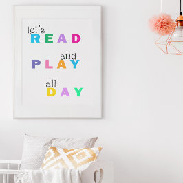 Child's Room Let's Read and Play all Day Colorful ポスター