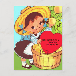 Child's VALENTINE POSTCARD Little Girl w/ Peaches シーズンポストカード