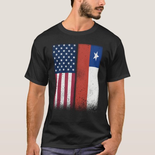 Chile Chilean American Flags Proud USA Chile Tシャツ (正面)
