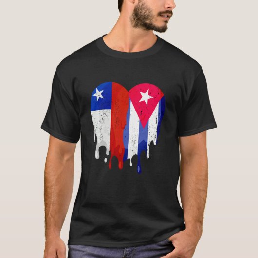 Chile Cuba Flag Heart Citizen Grown Patriot Countr Tシャツ (正面)