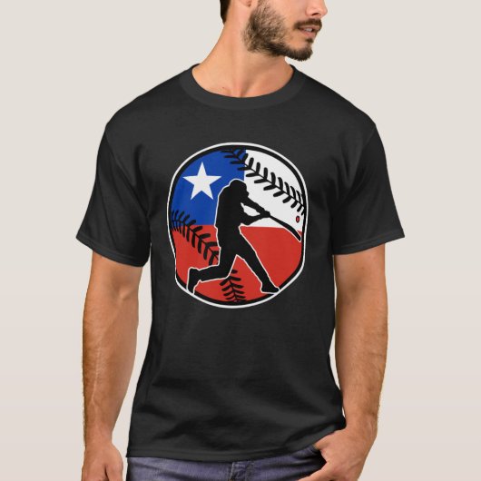 Chile Flag Baseball Hitter Chilean Baseball Softba Tシャツ (正面)