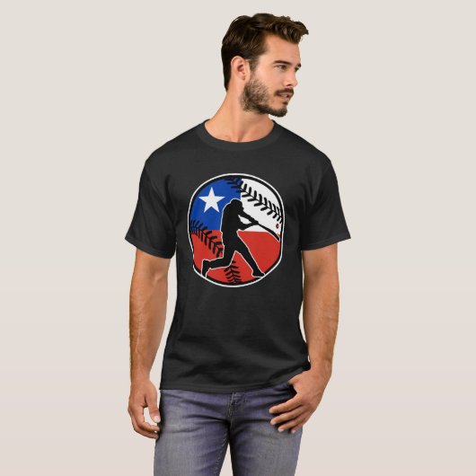 Chile Flag Baseball Hitter Chilean Baseball Softba Tシャツ (正面フル)