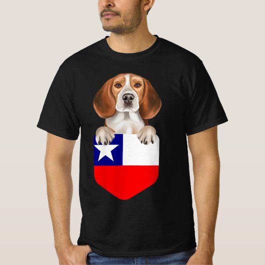 Chile Flag Beagle Dog In Pocket T-Shirt|Halloween Tシャツ (正面)