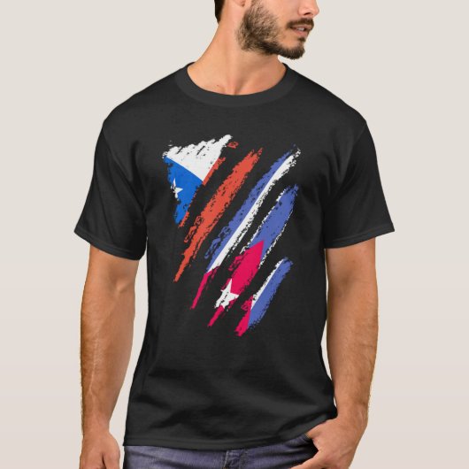 Chile Flag Cuba Grown Patriot Country Stripes Tシャツ (正面)