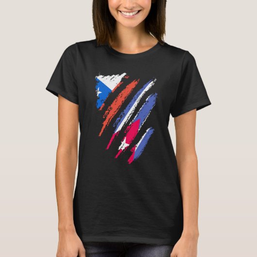 Chile Flag Cuba Grown Patriot Country Stripes Tシャツ (正面)