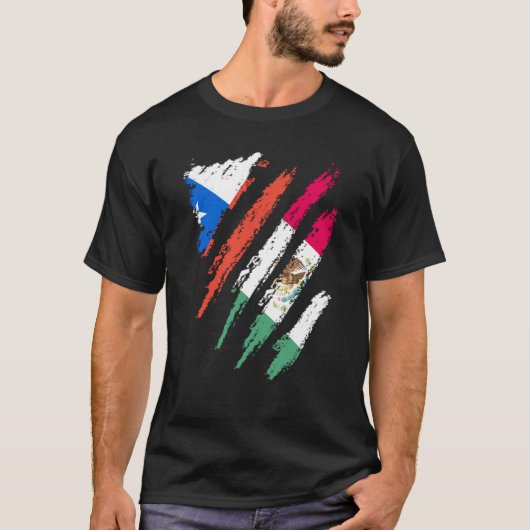 Chile Flag Mexico Grown Patriot Country Stripes Tシャツ (正面)