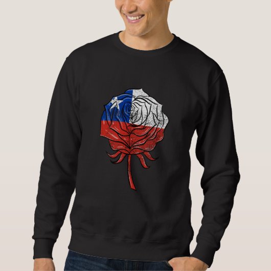 Chile Flag Rose Chilean Women Vintage スウェットシャツ (正面)