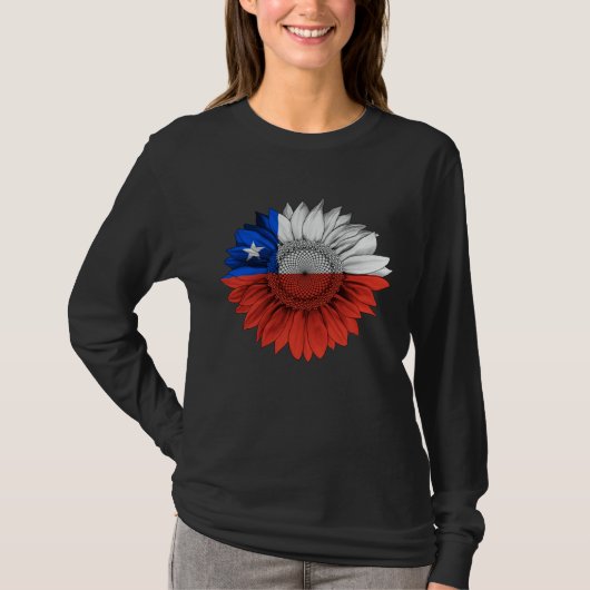 Chile Flag Sunflower Chilean Roots Proud Patriotic Tシャツ (正面)