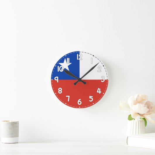 Chile Flag Wall Clock - Flag of chile ラウンド壁時計 (ホーム)