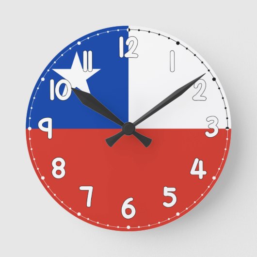 Chile Flag Wall Clock - Flag of chile ラウンド壁時計 (正面)