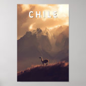 Chile Illustration Travel Art Vintage ポスター (正面)