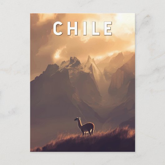 Chile Illustration Travel Art Vintage ポストカード (正面)