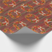 Chile Pepper Wreaths on Rustic Wood Pattern ラッピングペーパー (角)
