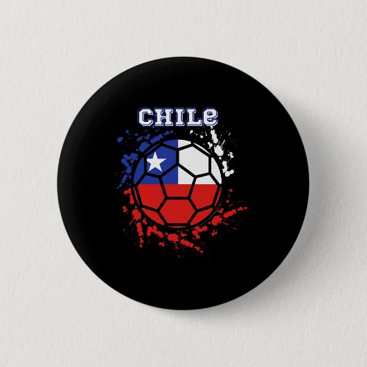 Chile Soccer Chilean Flag Futbol Fan Jersey  缶バッジ (正面)