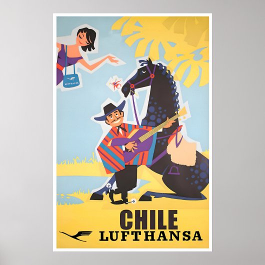 Chile Travel Poster Vintage South America Print ポスター (正面)