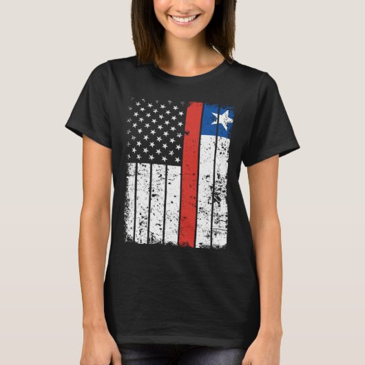 Chilean American Flag T-Shirt Pride Chile USA Tシャツ (正面)