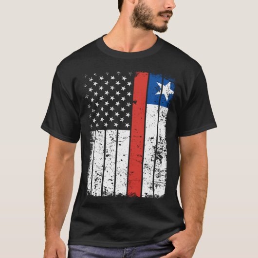 Chilean American Flag T-Shirt Pride Chile USA Tシャツ (正面)