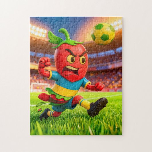 Chilean chili pepper soccer player in stadium ジグソーパズル (縦)