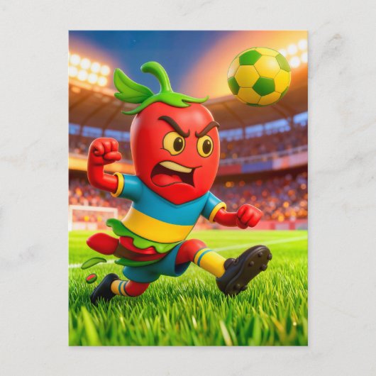 Chilean chili pepper soccer player in stadium ポストカード (正面)