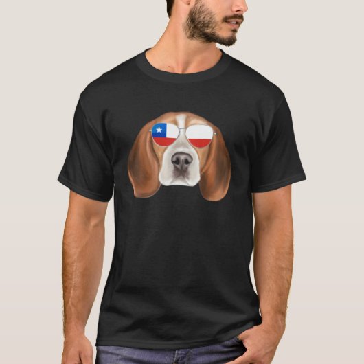 Chilean Flag Beagle Dog Chile Pocket Tシャツ (正面)