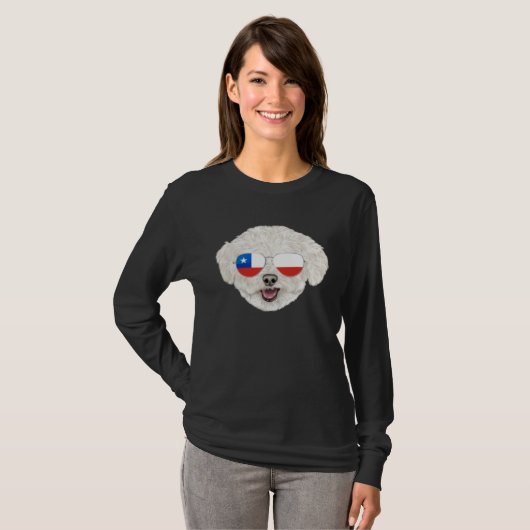Chilean Flag Bichons Frise Dog Chile Pocket Tシャツ (正面フル)