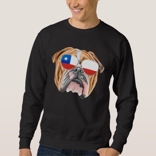 Chilean Flag Bulldog Dog Chile Pocket スウェットシャツ (正面)