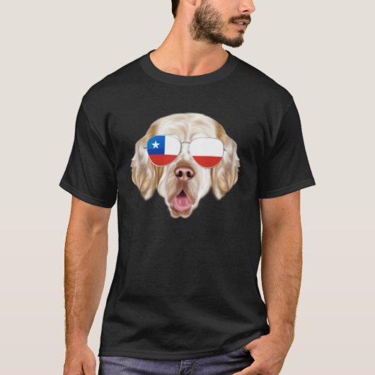 Chilean Flag Clumber Spaniel Dog Chile Pocket Tシャツ (正面)