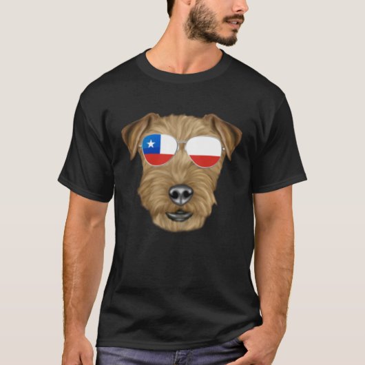 Chilean Flag Lakeland Terrier Dog Chile Pocket Tシャツ (正面)