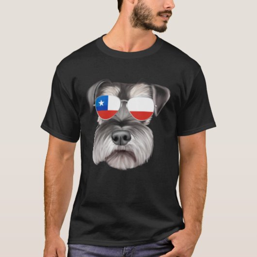 Chilean Flag Miniature Schnauzer Dog Chile Pocket Tシャツ (正面)