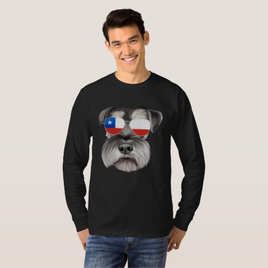 Chilean Flag Miniature Schnauzer Dog Chile Pocket Tシャツ (正面フル)