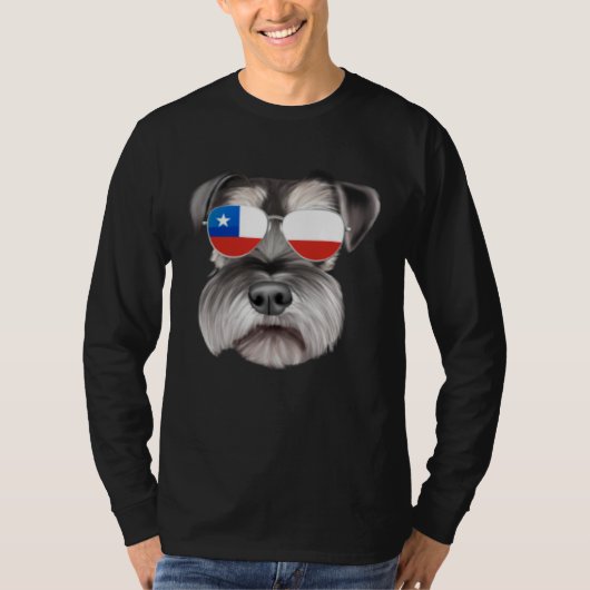 Chilean Flag Miniature Schnauzer Dog Chile Pocket Tシャツ (正面)