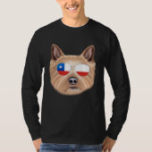 Chilean Flag Norwich Terrier Dog Chile Pocket Tシャツ (正面)