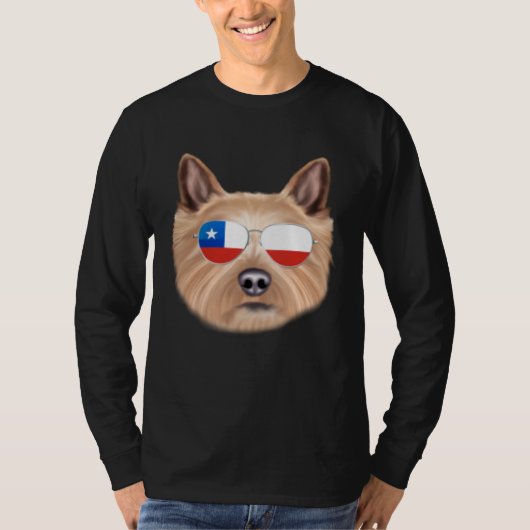 Chilean Flag Norwich Terrier Dog Chile Pocket Tシャツ (正面)