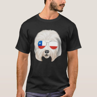 Chilean Flag Old English Sheepdog Dog Chile Pocket Tシャツ