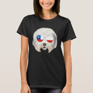 Chilean Flag Old English Sheepdog Dog Chile Pocket Tシャツ