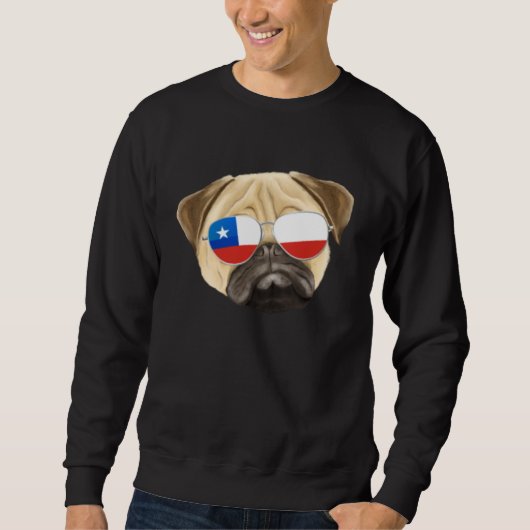 Chilean Flag Pug Dog Chile Pocket スウェットシャツ (正面)