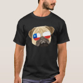 Chilean Flag Pug Dog Chile Pocket Tシャツ (正面)