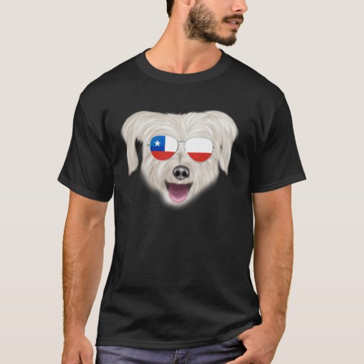 Chilean Flag Pyrenean Shepherd Dog Chile Pocket Tシャツ (正面)